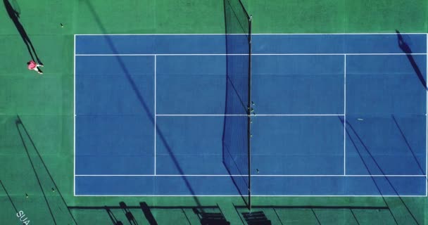 Jugador Tenis Vista Aérea — Vídeos de Stock