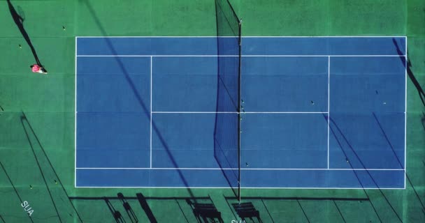 Jugador Tenis Vista Aérea — Vídeos de Stock