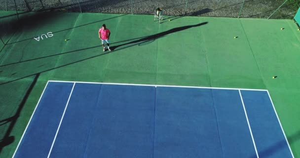 Jugador Tenis Vista Aérea — Vídeo de stock