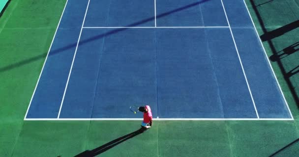 Tennis Spelare Flygfoto — Stockvideo