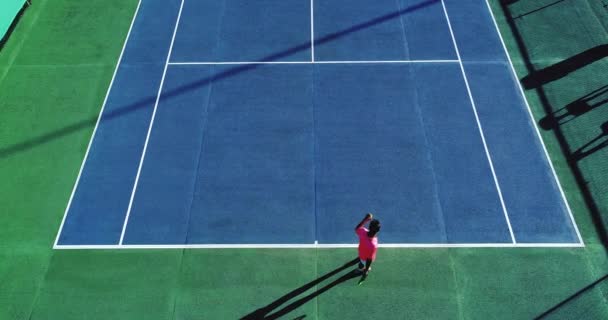 Jugador Tenis Vista Aérea — Vídeo de stock