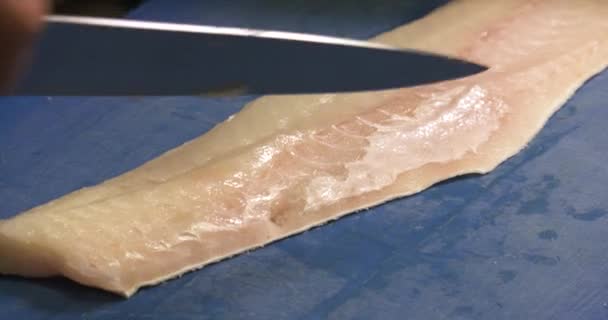 Fish Cut Cod Great Chef — Stock Video