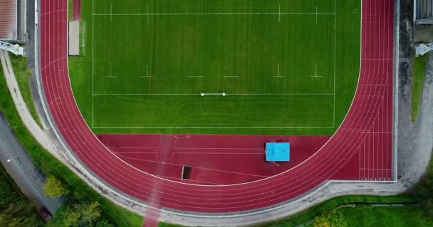 Estadio Rugby Con Pista Atlética Vista Aérea — Vídeos de Stock