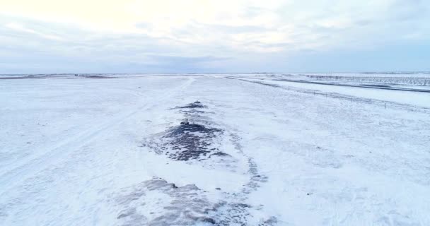 Сніжні Поля Ісландії Вигляд Повітря — стокове відео