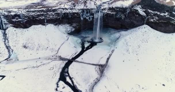 Waterval Lucht Ijsland — Stockvideo