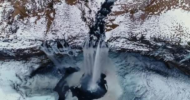 Cascata Vista Aerea Islanda — Video Stock