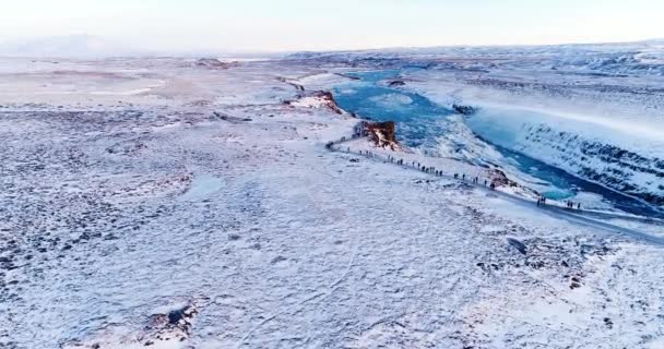 Waterfall Aerial View Iceland — Stock Video