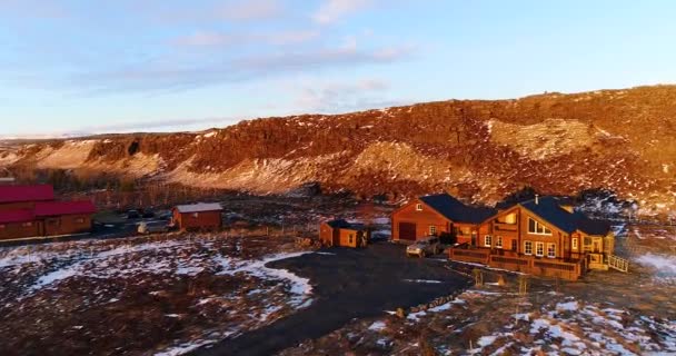 Village Iceland Aerial View — Stock Video