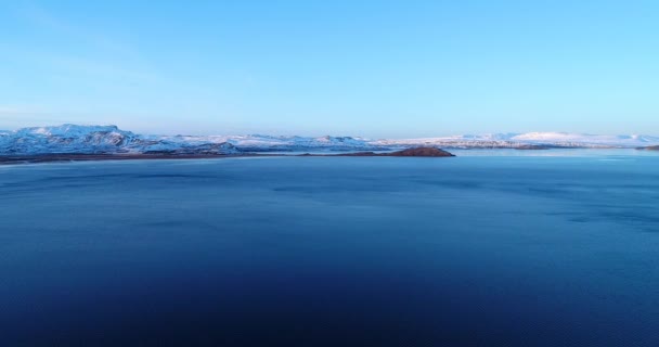 Sjön Landskapet Flygfoto Island — Stockvideo