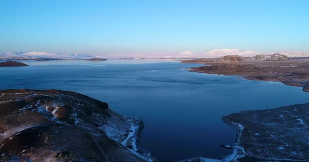 Paisaje Del Lago Vista Aérea Islandia — Vídeo de stock