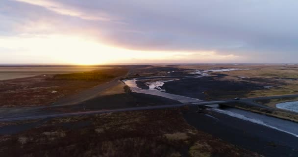 Lake Landscape Aerial View Iceland — Stock Video