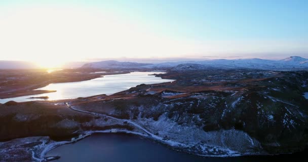 Meer Landschap Luchtfoto Ijsland — Stockvideo
