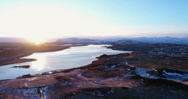 Paisaje Del Lago Vista Aérea Islandia — Vídeos de Stock