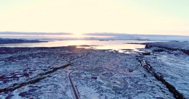 Paisaje Del Lago Vista Aérea Islandia — Vídeos de Stock