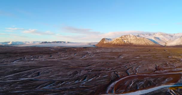 Krajobraz Rzeka Islandii Widok Lotu Ptaka — Wideo stockowe