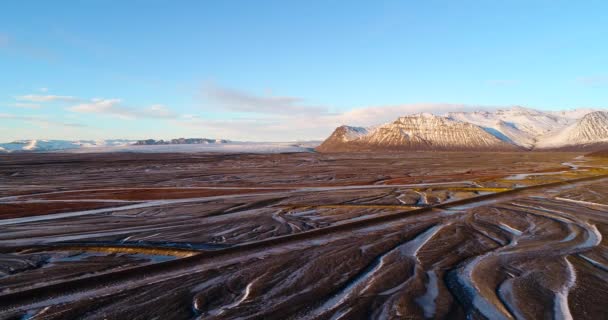říční krajina na Islandu, letecký pohled