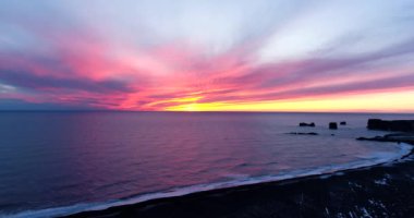gün batımı deniz manzara havadan görünümü