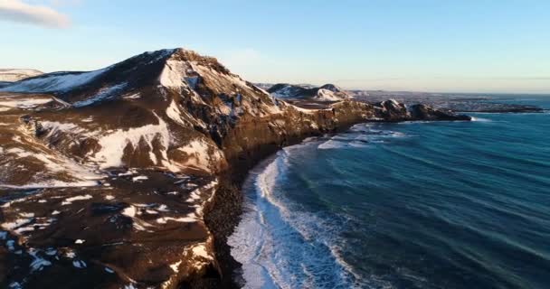 Paisaje Una Playa Vista Aérea Islandia — Vídeos de Stock