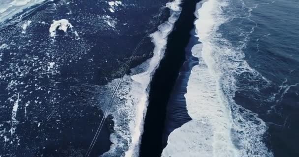 Landscape Beach Aerial View Iceland — Stock Video