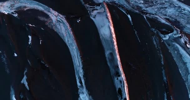 Frozen River Aerial View Iceland — Stock Video