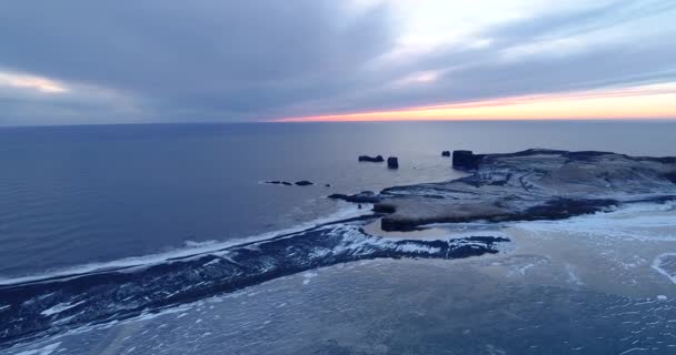 Puesta Sol Paisaje Marino Vista Aérea — Vídeo de stock