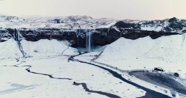 Wasserfall Aus Der Luft Island — Stockvideo