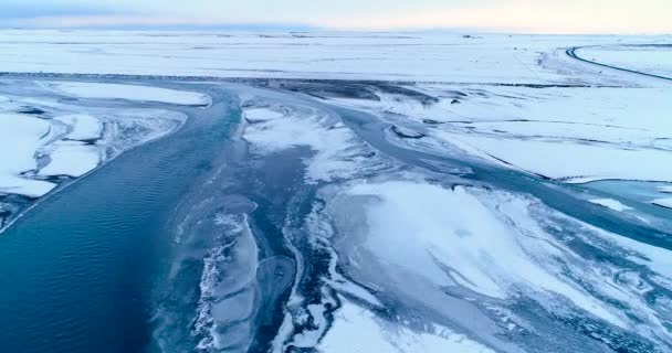 冰岛鸟瞰冰冻河 — 图库视频影像