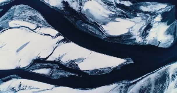 Frozen River Aerial View Iceland — Stock Video