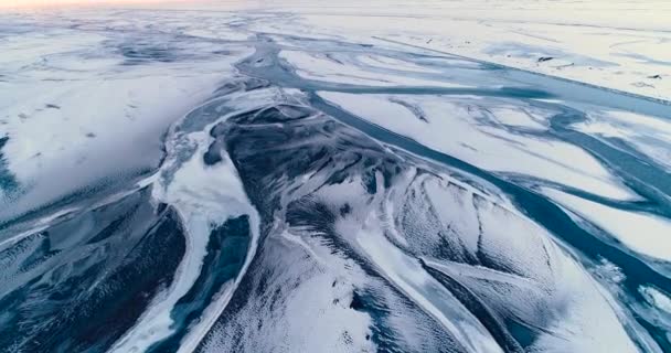 冰岛鸟瞰冰冻河 — 图库视频影像