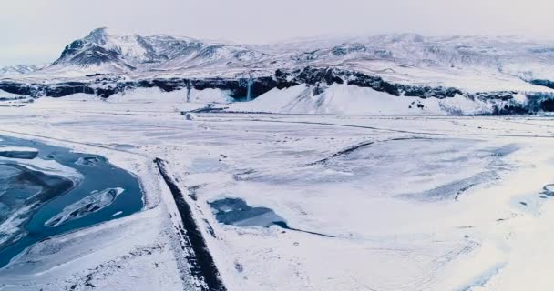 Waterfall Aerial View Iceland — Stock Video