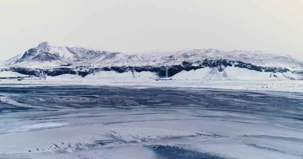 Wasserfall Aus Der Luft Island — Stockvideo