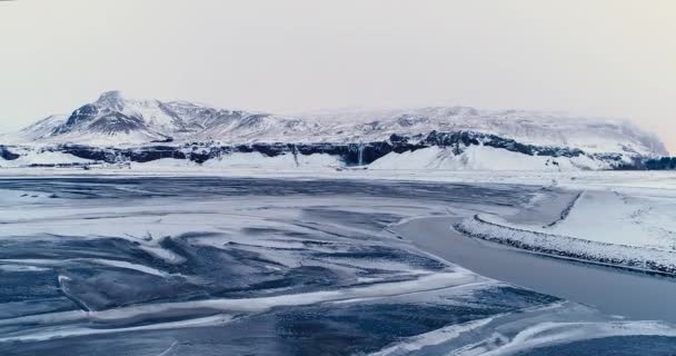 Cascada Vista Aérea Islandia — Vídeos de Stock