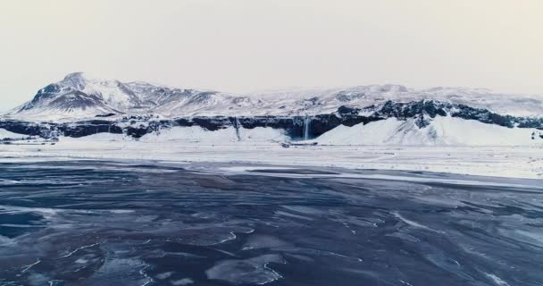 Waterfall Aerial View Iceland — Stock Video