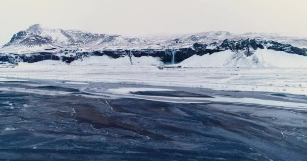 Waterval Lucht Ijsland — Stockvideo