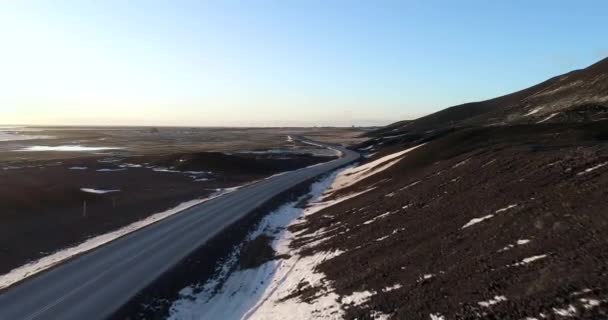 Road Winter Aerial View Iceland — Stock Video