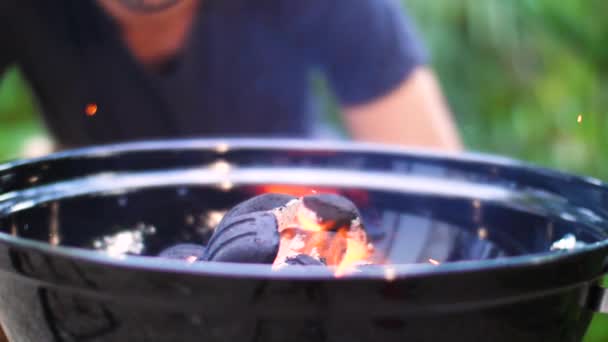 Barbecue Gros Plan Ralenti — Video