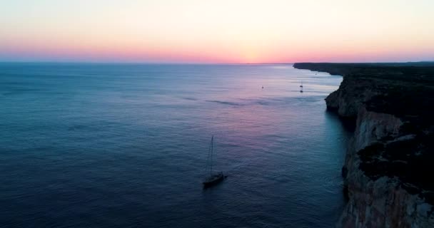 Video Západu Slunce Nad Mořem Ostrovem Menorca Středozemní Moře — Stock video