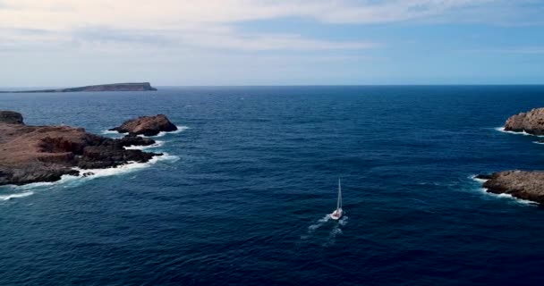 Cliff Spanish Coast Boat — Stock Video