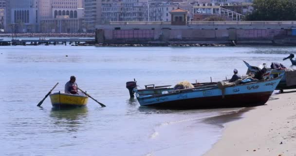 Barcos Pescadores Puerto — Vídeos de Stock