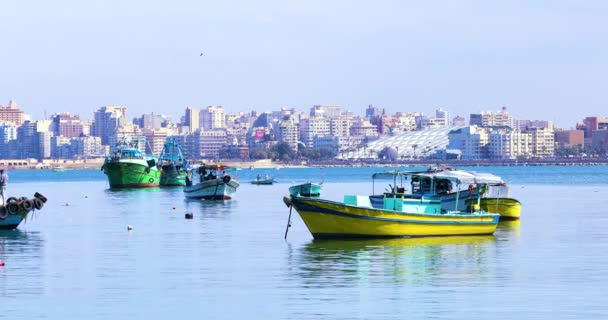 Αλιείς Βάρκες Στο Λιμάνι — Αρχείο Βίντεο