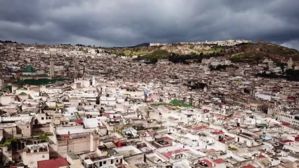 Medina Dari Fez Maroko Dalam Pandangan Udara — Stok Video