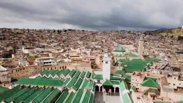 Medinan Fez Marocko Flygfoto — Stockvideo