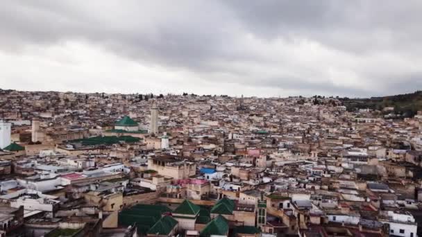 Hava Görünümünde Fas Fez Medina — Stok video
