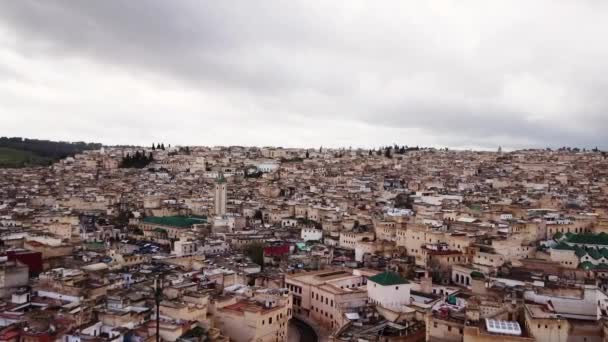 Fez Medina Marokko Sett Fra Luften – stockvideo