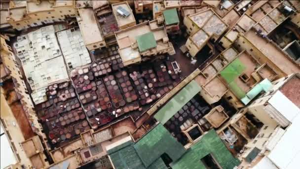 Conceria Vista Dal Cielo Nella Città Fez Marocco — Video Stock