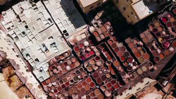 Кожевенный Завод Видели Неба Городе Фес Марокко — стоковое видео