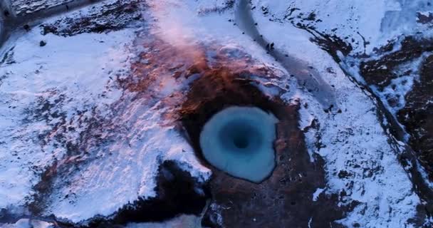 Geyser Vista Aérea Islândia — Vídeo de Stock