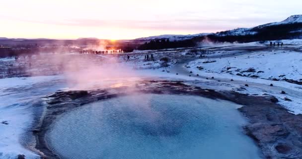 Geyser Aerial View Iceland — Stock Video