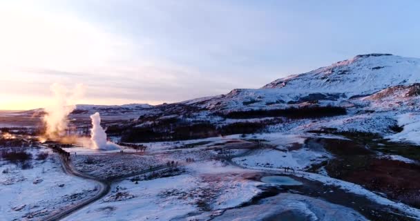 Geyser Vue Aérienne Islande — Video