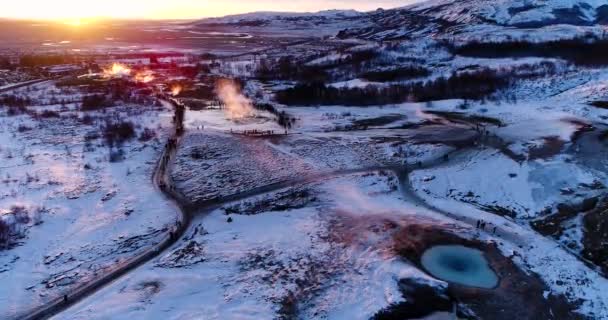Geyser Aerial View Iceland — Stock Video